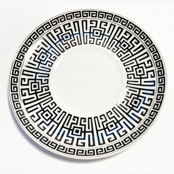 2 Sets of NEW B/W Greek Key Design Bone China C&S 2-Piece Espresso Sets w/Gold … - Picture 5 of 5
